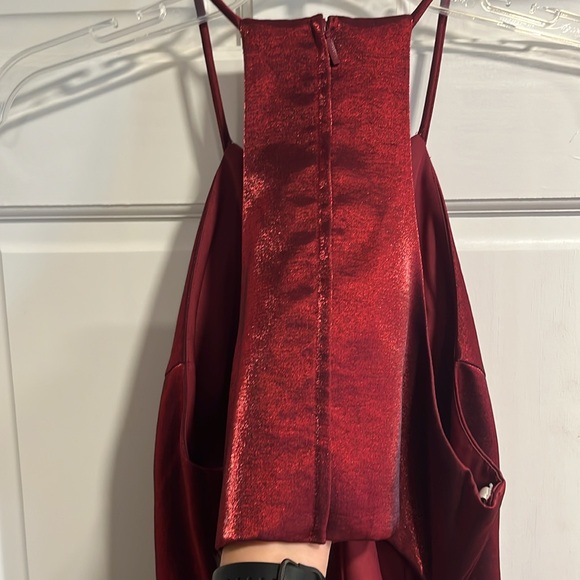 Sherri Hill 53004 Short Halter Neck Sheath Dress in Wine Color Size 10 - Picture 7 of 12